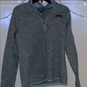 patagonia’s!!!! one light blue one grey!!